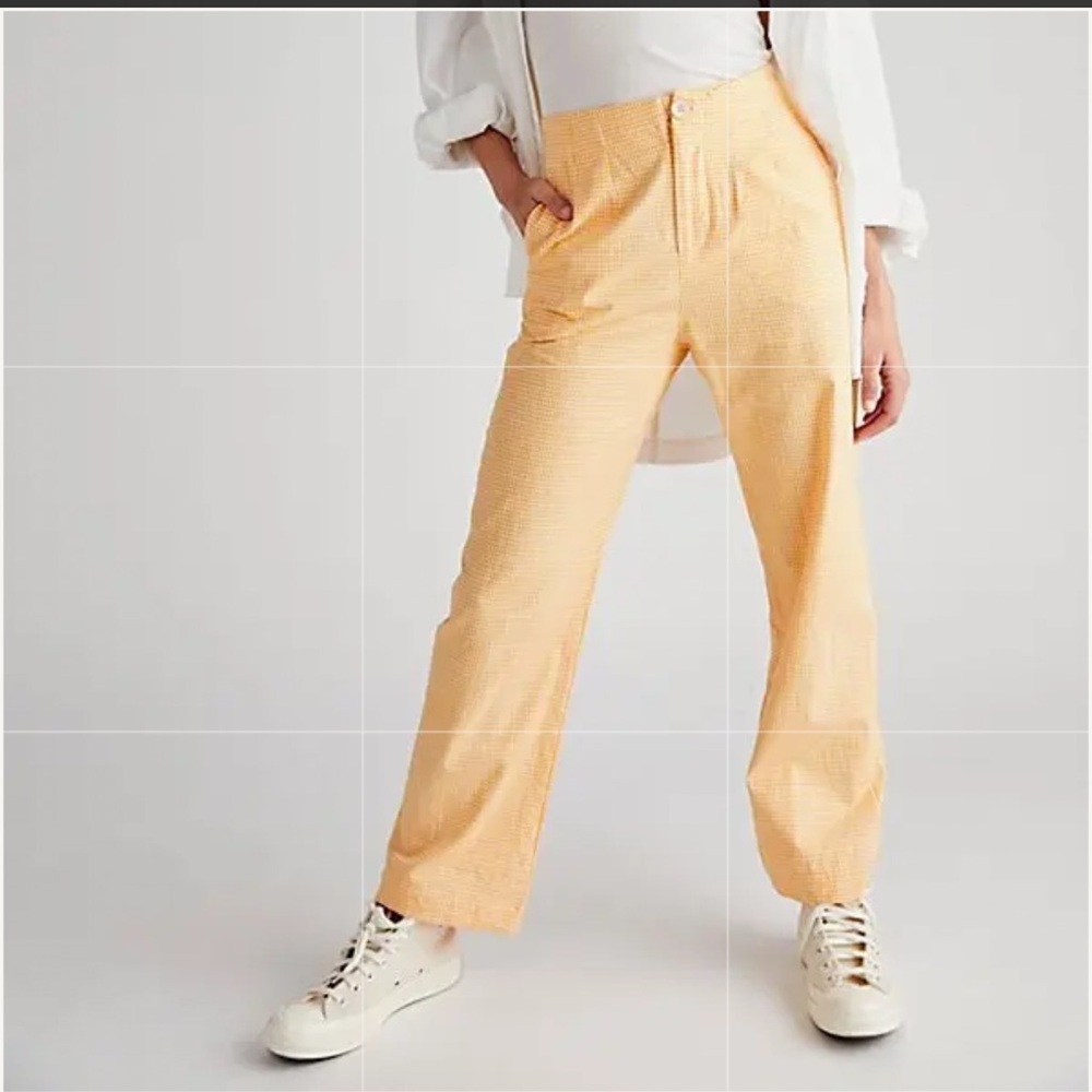 Free People - Kate gingham straight leg pants  - size L